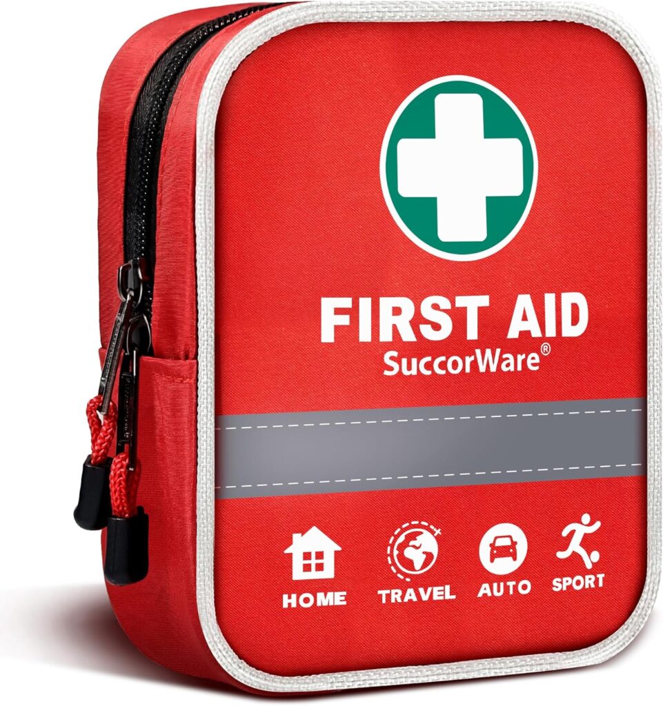 130 Pieces First Aid Kit with Hospital Grade Medical Supplies - Includes Emergency Blanket, Bandage - Great for Home, Outdoors, Office, Car, Travel, Camping, Hiking, Boating