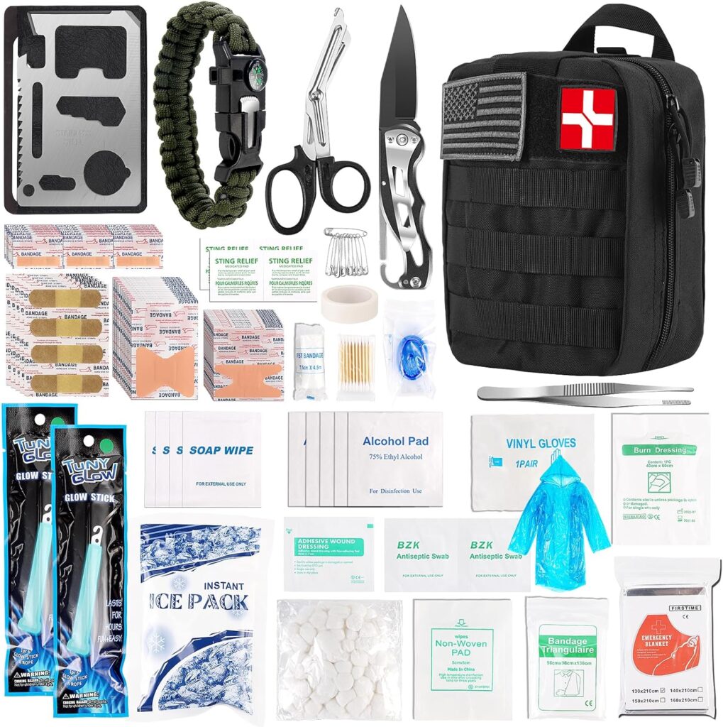 DLMD 278 PCS First Aid Kit for Car Home, Gifts for Dad Him Men Women Kids Christmas, Survival Kits/Emergency Medical Supplies for Travel Office Outdoor Hiking Camping Backpacking (Black)