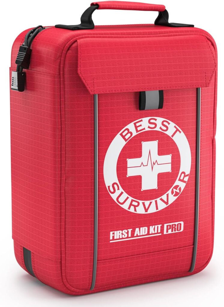 Premium First Aid Kits, Labelled Compartments Trauma Kits -Large Emergencies Medical Kits for Car, Boats, Camping, Hurricanes, 203 Piece Emergency Necessities Kits