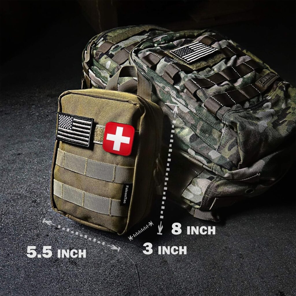 200 Pieces First Aid Kit IFAK Survival Kit Molle System Compatible Pouch, Emergency Kit Gift for Men, Dad, Husband, for Outdoor, Camping, Hunting, Hiking, Home, Earthquake, Disasters