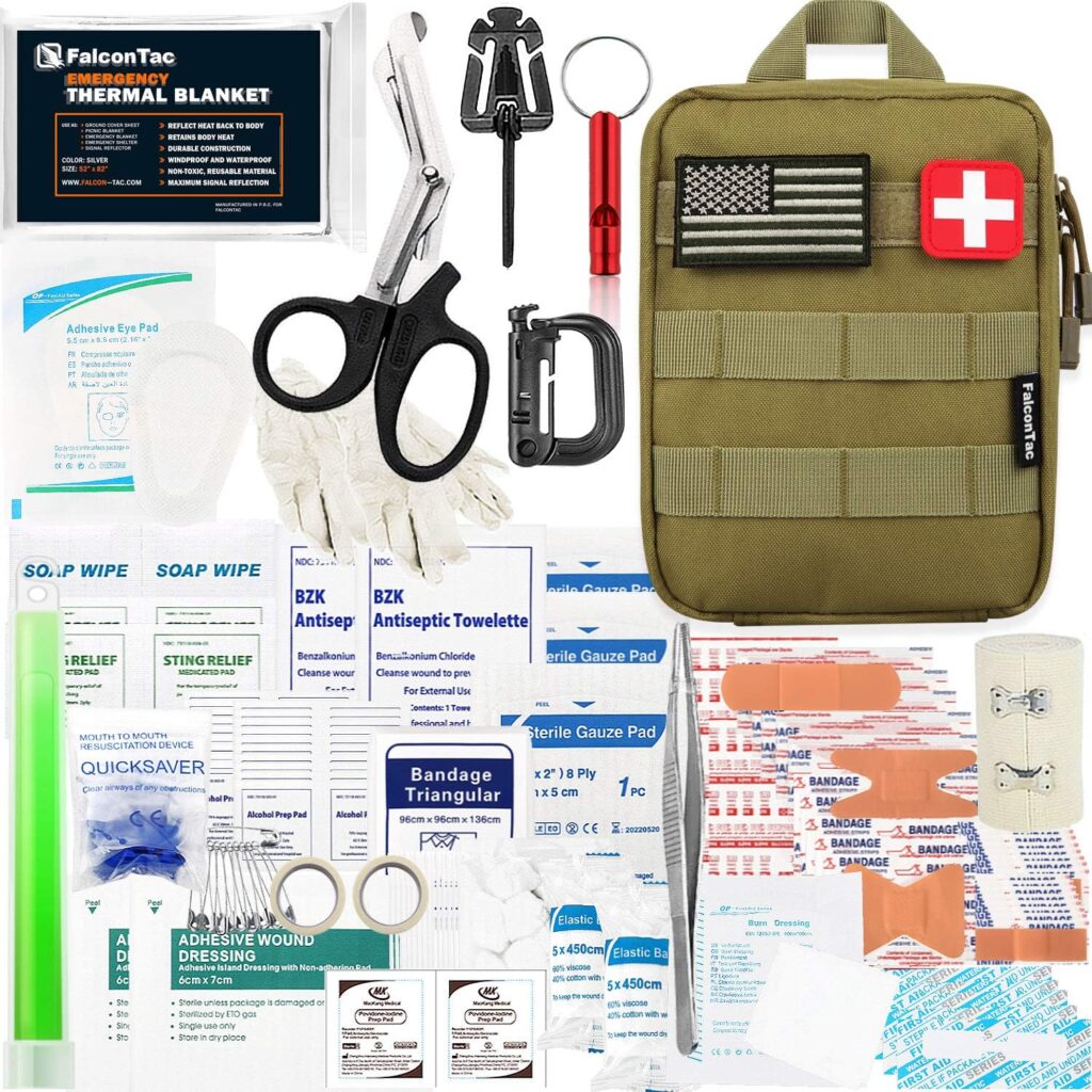 200 Pieces First Aid Kit IFAK Survival Kit Molle System Compatible Pouch, Emergency Kit Gift for Men, Dad, Husband, for Outdoor, Camping, Hunting, Hiking, Home, Earthquake, Disasters