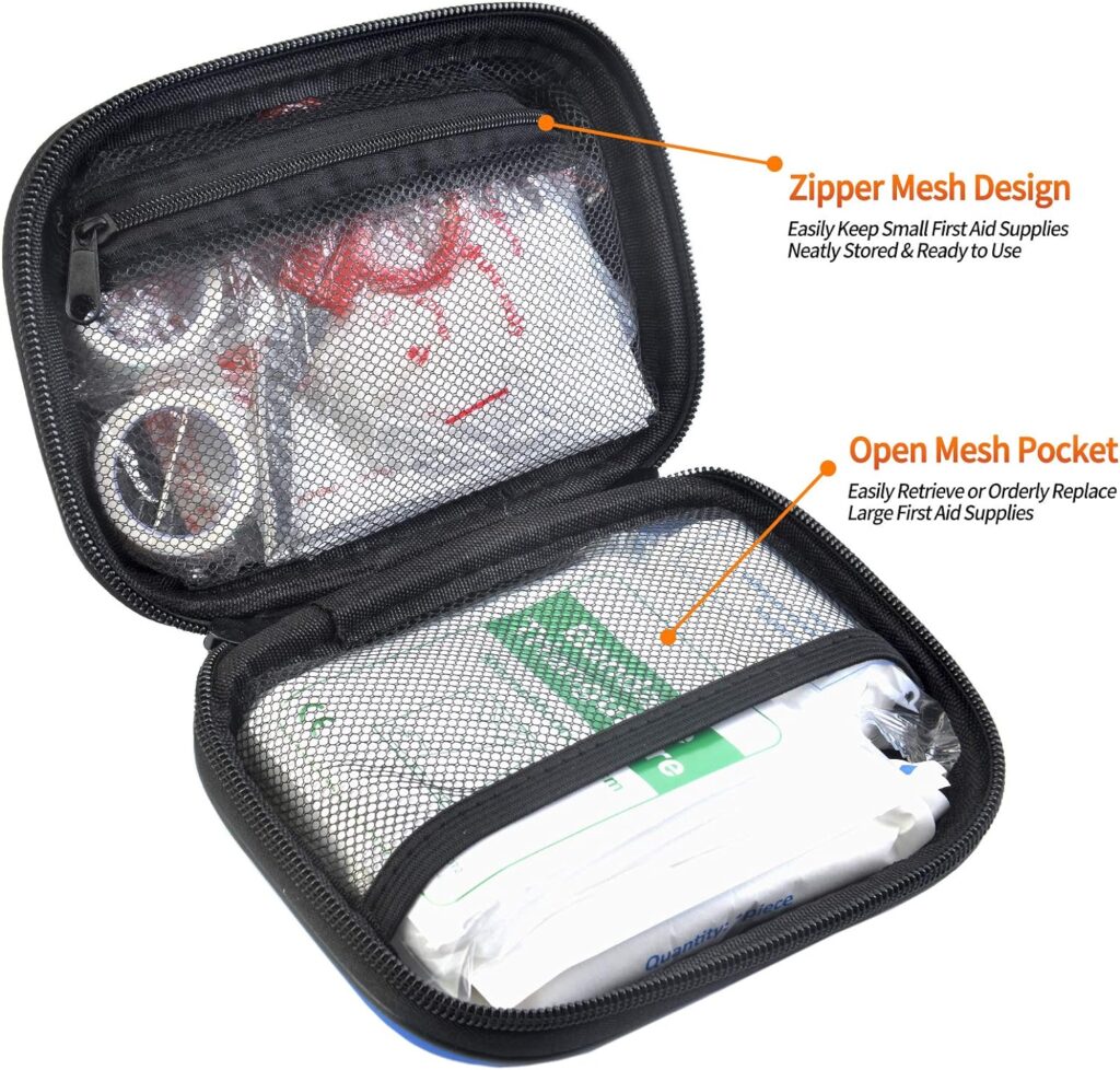 85 Pieces Hard Shell Mini Compact First Aid Kit, Small Personal Emergency Survival Kit for Travel Hiking Camping Backpacking Hunting Marine Car