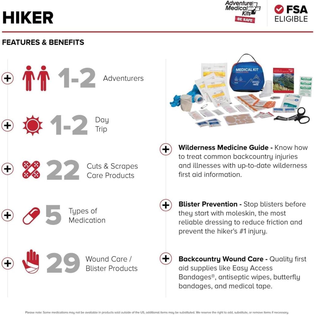 Adventure Medical Kits AMK Mountain Series Hiker Medical Kit, Blue/Orange, One Size, 0100-1001