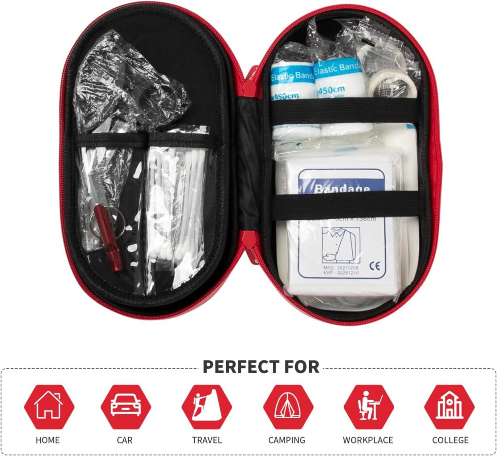 All Purpose First Aid Kit Gift with Essential 101 Pcs First Aid Supplies Small Waterproof Eva, Good Choice for Workplace Home Sports Survival Driving Hiking (Black)