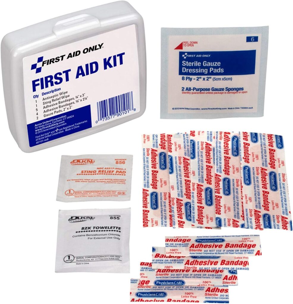 First Aid Only PhysiciansCare On-The-Go Emergency First Aid Kit for Home, Work, and Travel, 13 Pieces