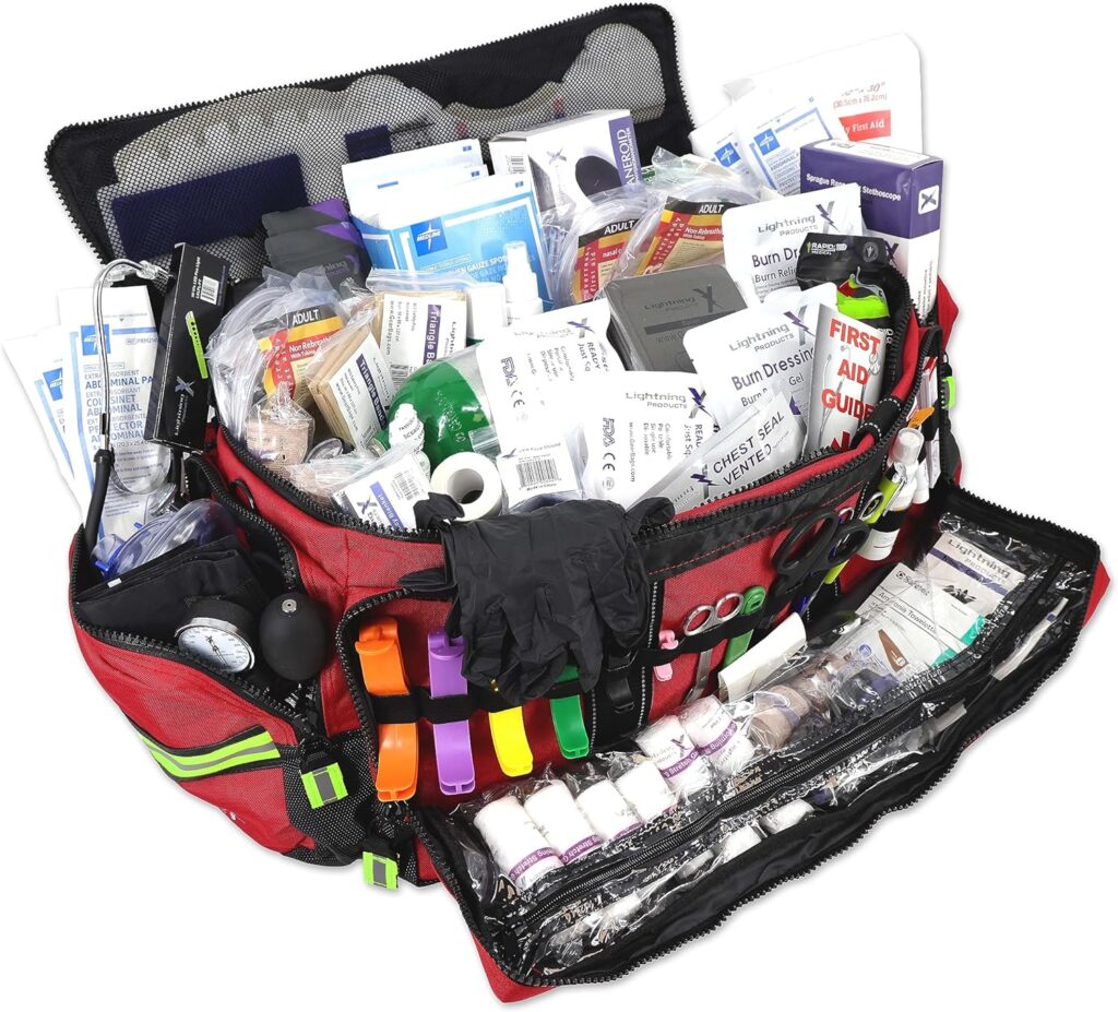 Lightning X MB50 Breathing  Trauma Stocked Gear Bag w/Fill Kit for First Responder EMT - Red