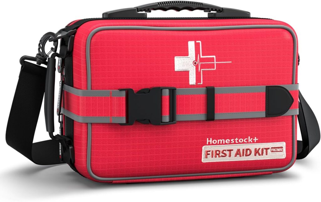 【New Upgrade】 Advanced Comprehensive First Aid Kit with Well Organized Labelled Compartments Removable MOLLE System First Aid Trauma Kits for Car, Home,Camping, Office, College Dorm Student and etc.