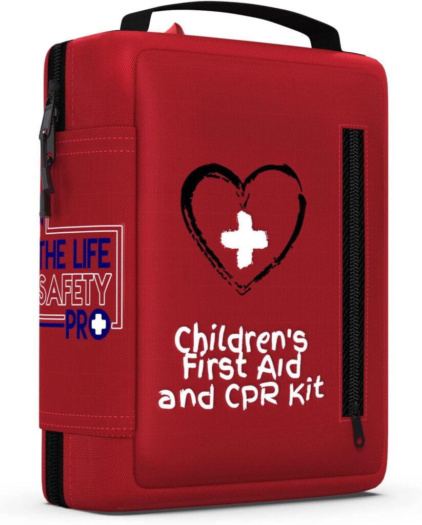 Portable First Aid and CPR Kit for Children - Ideal for Home, Car, School, Camping, and Travel. Latex-Free Bandages – Custom First Aid Guide by The Life Safety Pro