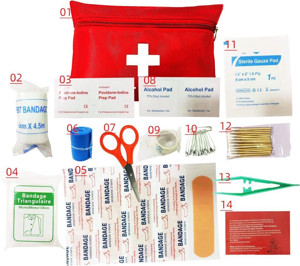 Prepared 94 Piece Small First Aid Kits for Emergency, Home, Camping, Travel, Sports, Office, Outdoor, Car, School Emergency Medical Supplies for Clean, Treat, Protect Minor Cuts, Scrapes