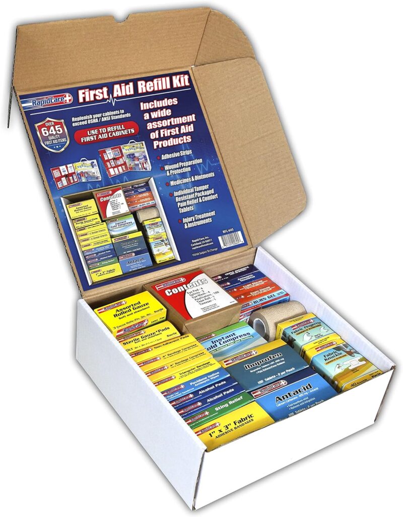 Rapid Care First Aid 91003 Refill Kit for 4 Shelf First Aid Cabinet, 1,033 Pieces, For Over 150 People