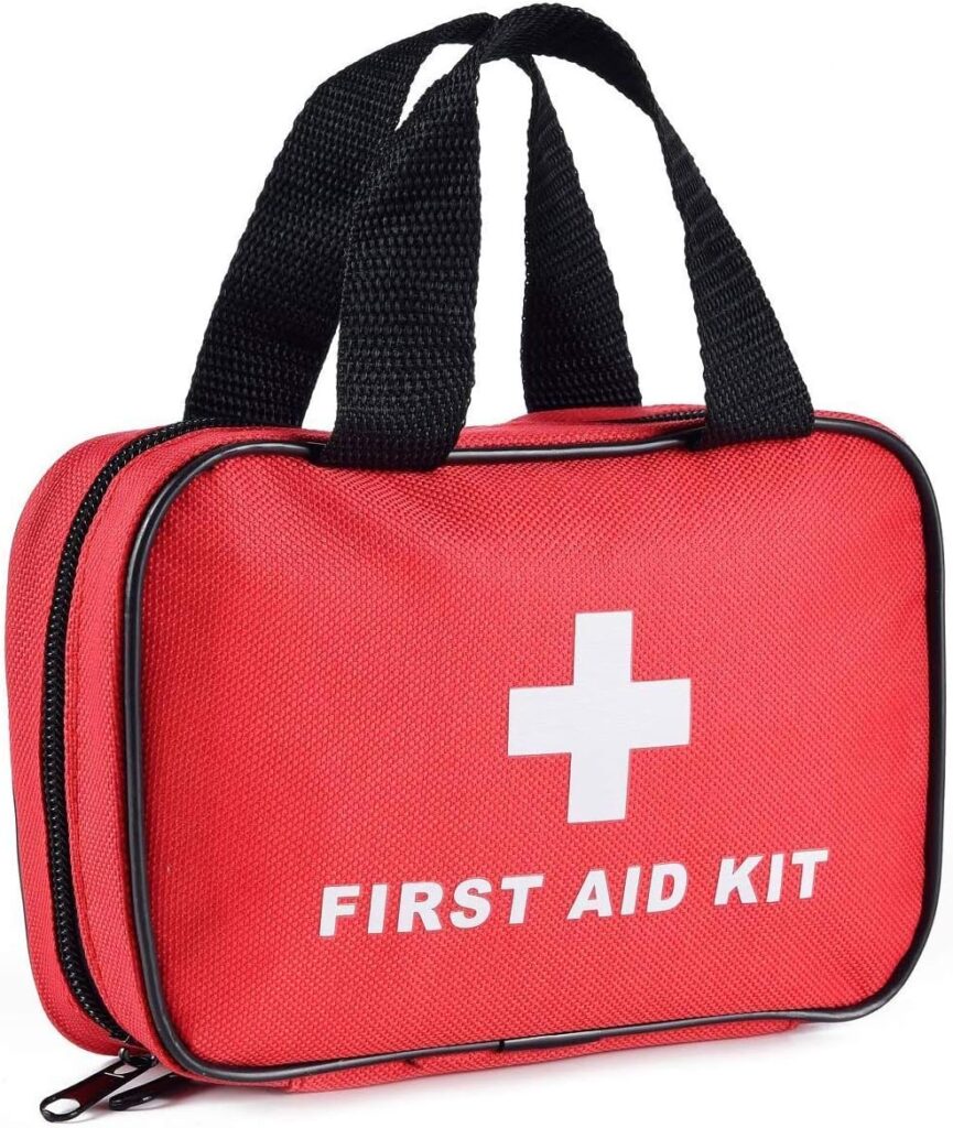 Small First Aid Kit for Car Travel  Outdoor Emergency Like Minor Cuts, Scratch, Burns  Sprain - 112 Pieces of Premium Sterile Emergency Kit First Aid Supplies - Compact  Lightweight Bag Red