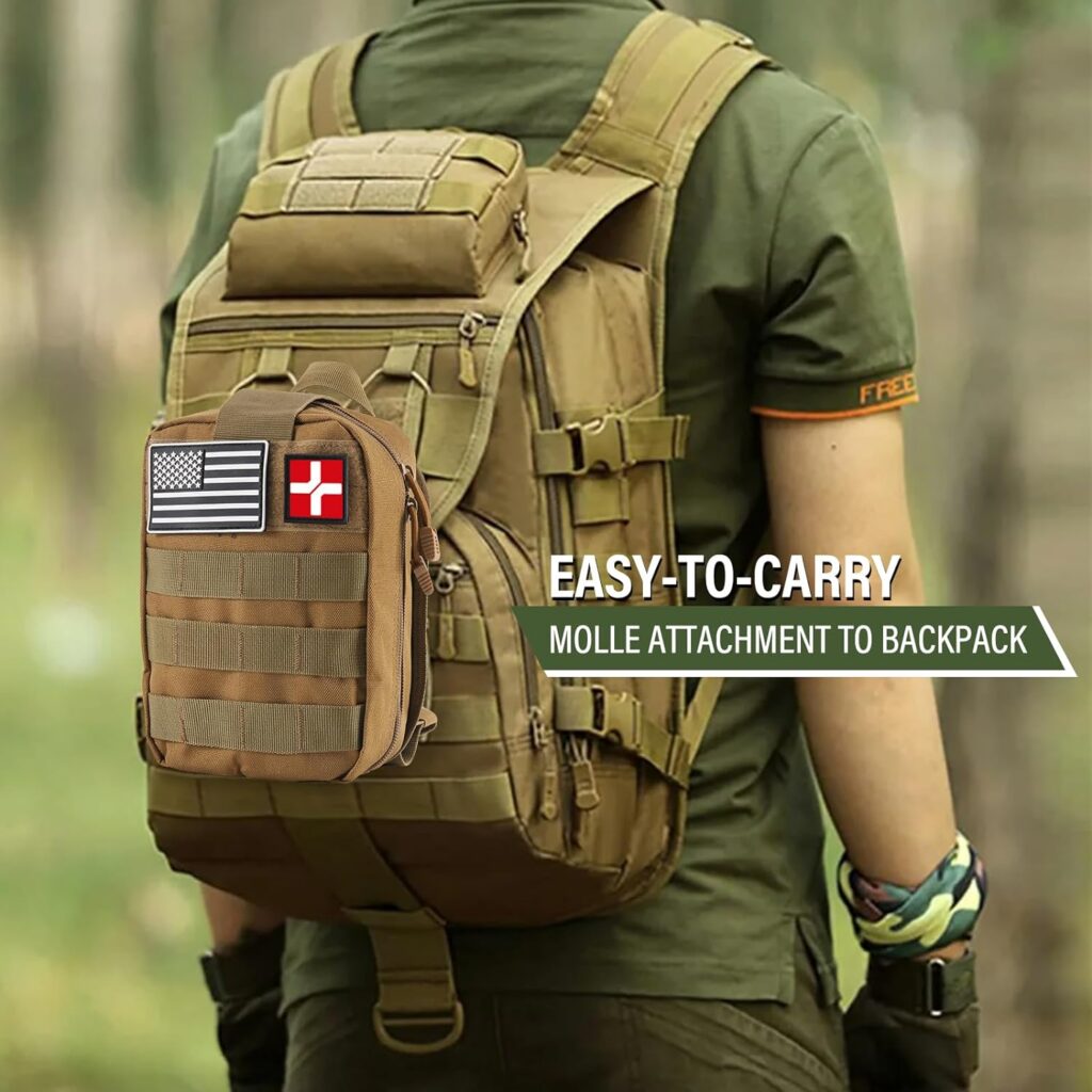 Survival First Aid Kit, Molle Medical Pouch 282PCS Outdoor Emergency Survival Gear and Equipment for Hiking Camping Hunting Car Boat Home Travel and Adventures, for Him Men