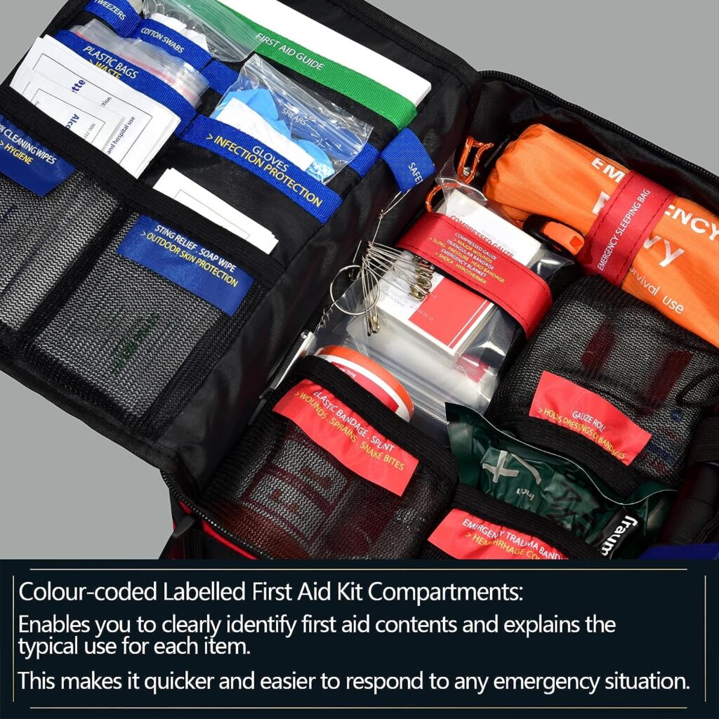 Upgrade Comprehensive Premium First Aid Kit, Labeled Compartments Trauma Kits with Shoulder Strap, Large Emergencies Medical Kits for Home, Truck, Camping, Sports, Outdoor Emergencies -265 Piece Set