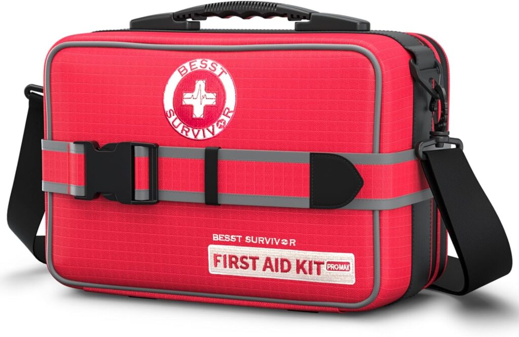 Upgrade Comprehensive Premium First Aid Kit, Labeled Compartments Trauma Kits with Shoulder Strap, Large Emergencies Medical Kits for Home, Truck, Camping, Sports, Outdoor Emergencies -265 Piece Set