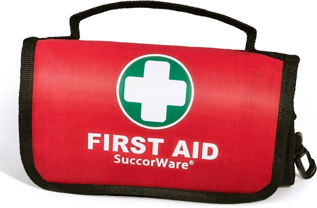 Small First Aid Kit - 100 Piece - Mini First Aid Kit for Home, Camping, Hiking, Backpacking, Travel, Vehicle, Outdoors - Emergency  Medical Supplies